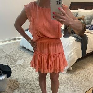 MISA orange and gold dress